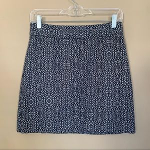 H&M Navy Blue and White Textured Patterned Skirt